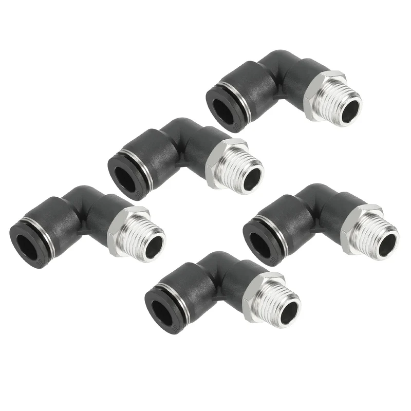 5 Pcs Male Elbow 3/8" Tubing OD x 3/8" NPT Thread 90 Push to Connect Fittings