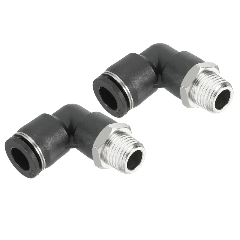 2 Pcs Male Elbow 3/8" Tubing OD x 3/8" NPT Thread 90 Push to Connect Fittings