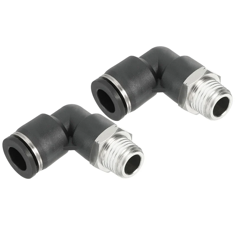 2 Pcs Male Elbow 3/8" Tubing OD x 1/4" NPT Thread 90 Push to Connect Fittings