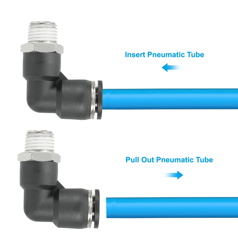 2 Pcs Male Elbow 3/8" Tubing OD x 1/4" NPT Thread 90 Push to Connect Fittings