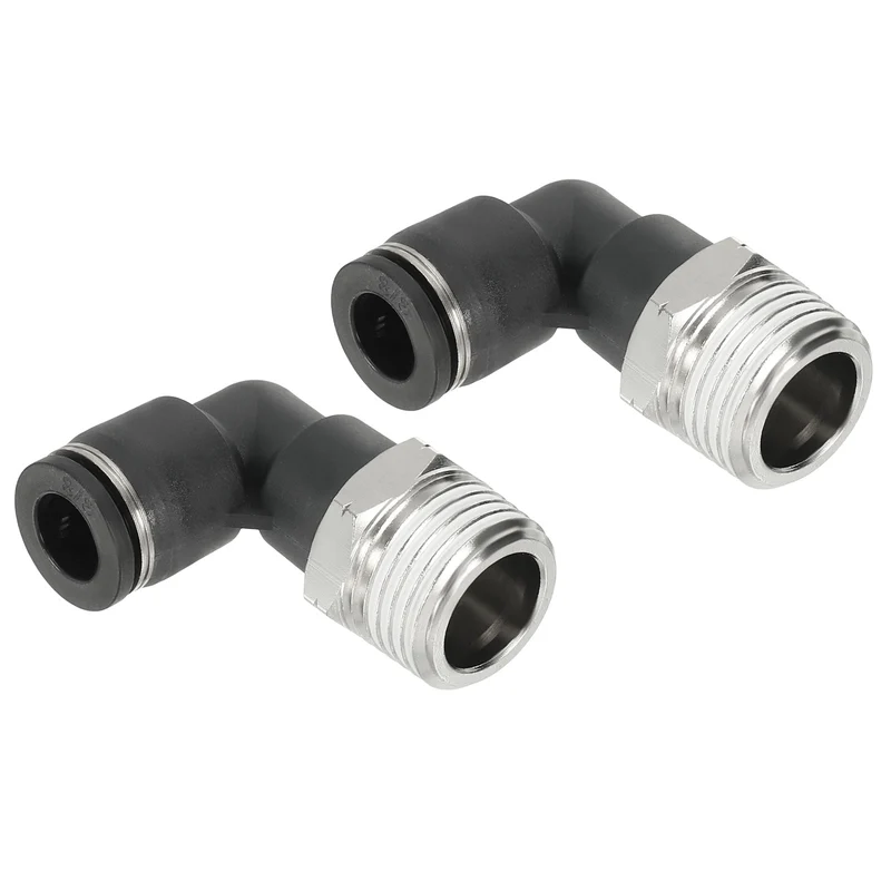 2 Pcs Male Elbow 3/8" Tubing OD x 1/2" NPT Thread 90 Push to Connect Fittings