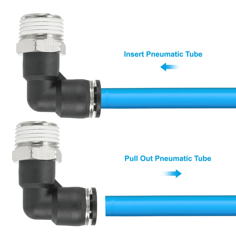 2 Pcs Male Elbow 3/8" Tubing OD x 1/2" NPT Thread 90 Push to Connect Fittings