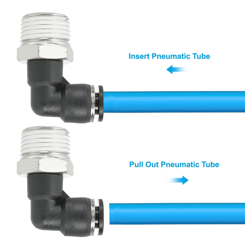 2 Pcs Male Elbow 1/4" Tube OD x 3/8" NPT Thread 90 Push to Connect Fittings