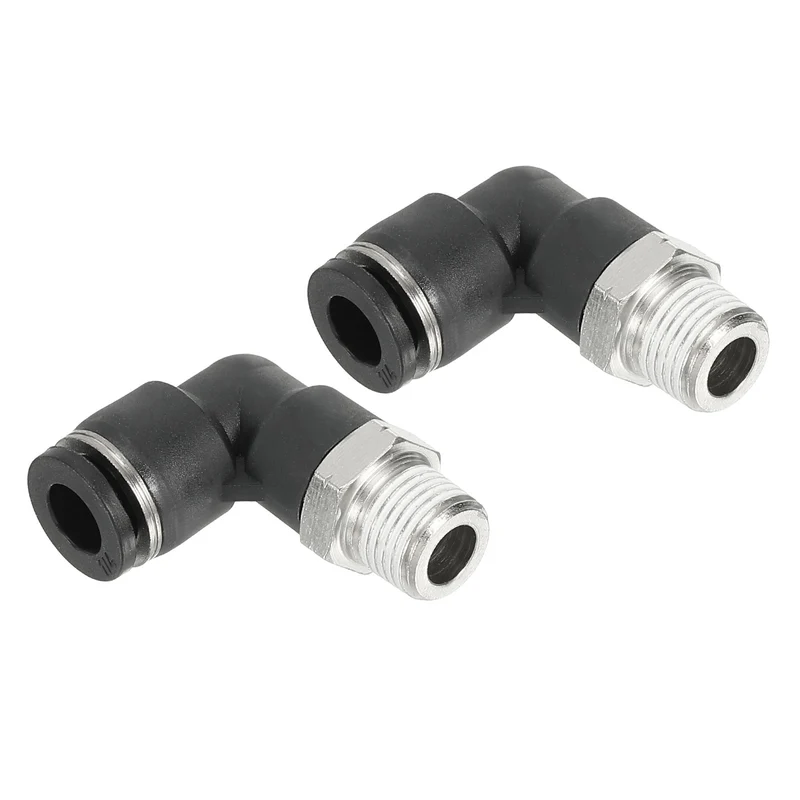 2 Pcs Male Elbow 1/4" Tubing OD x 1/8" NPT Thread 90 Push to Connect Fittings