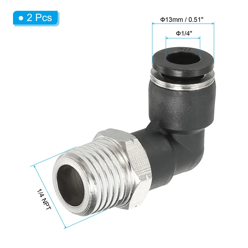 5 Pcs Male Elbow 1/4" Tubing OD x 1/4" NPT Thread 90 Push to Connect Fittings