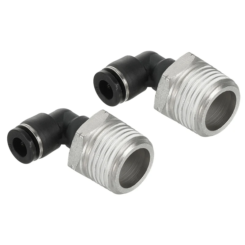 2 Pcs Male Elbow 1/4" Tubing OD x 1/2" NPT Thread 90 Push to Connect Fittings