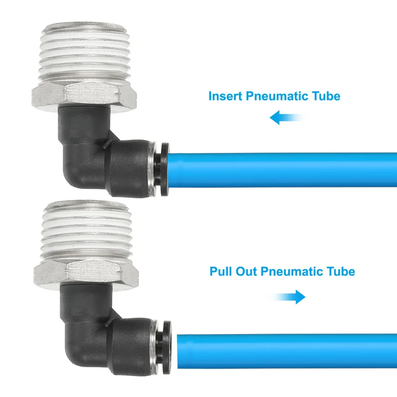 2 Pcs Male Elbow 1/4" Tubing OD x 1/2" NPT Thread 90 Push to Connect Fittings