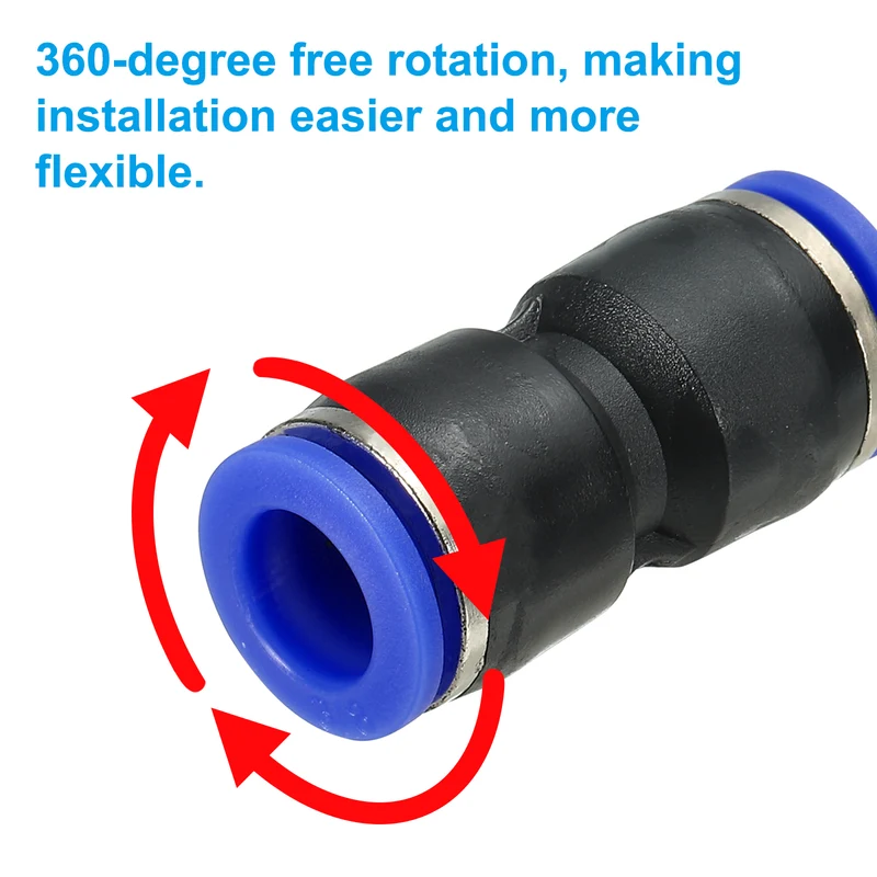 3/8 Inches Push to Connect Fitting Quick Release Pneumatic Connectors 2Pcs