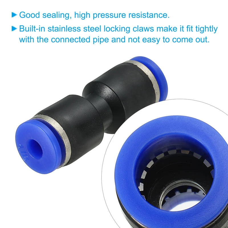 1/8 Inches Push to Connect Fitting Quick Release Pneumatic Connectors 10Pcs