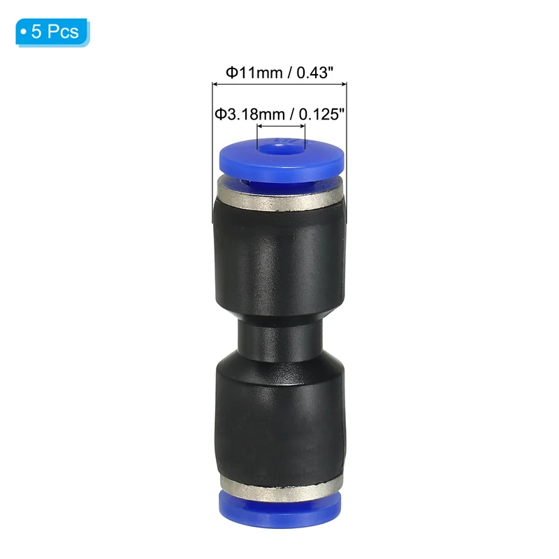 1/8 Inches Push to Connect Fitting Quick Release Pneumatic Connectors 5Pcs