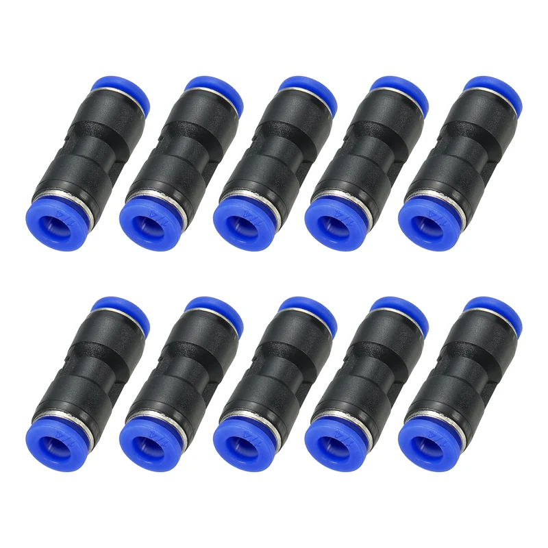 1/4 Inches Push to Connect Fitting Quick Release Pneumatic Connectors 10Pcs