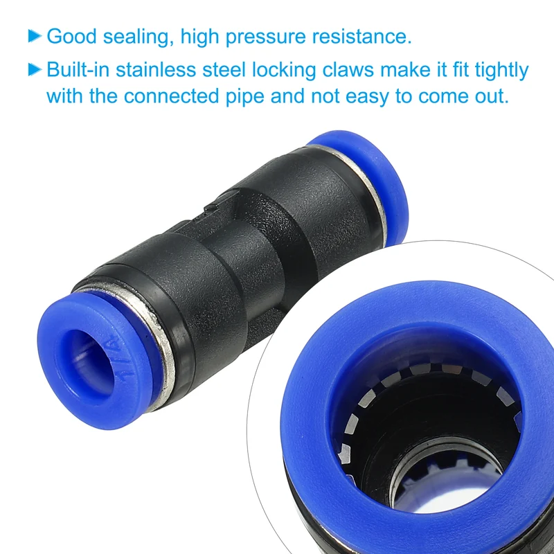 1/4 Inches Push to Connect Fitting Quick Release Pneumatic Connectors 10Pcs