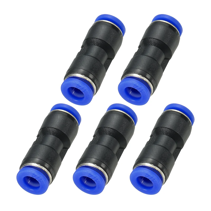 1/4 Inches Push to Connect Fitting Quick Release Pneumatic Connectors 5Pcs