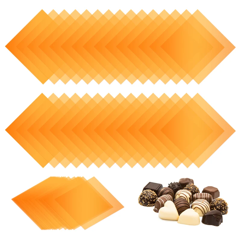 300 Pcs Candy Wrappers, 5 x 5 Inch Chocolate Wrap Paper for Lollipop, Orange