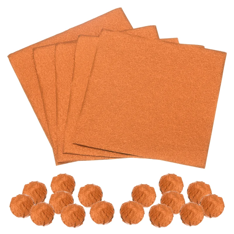 100pcs Orange Metallic Foil Paper, 3x3" Orange Texture Wrapping Paper