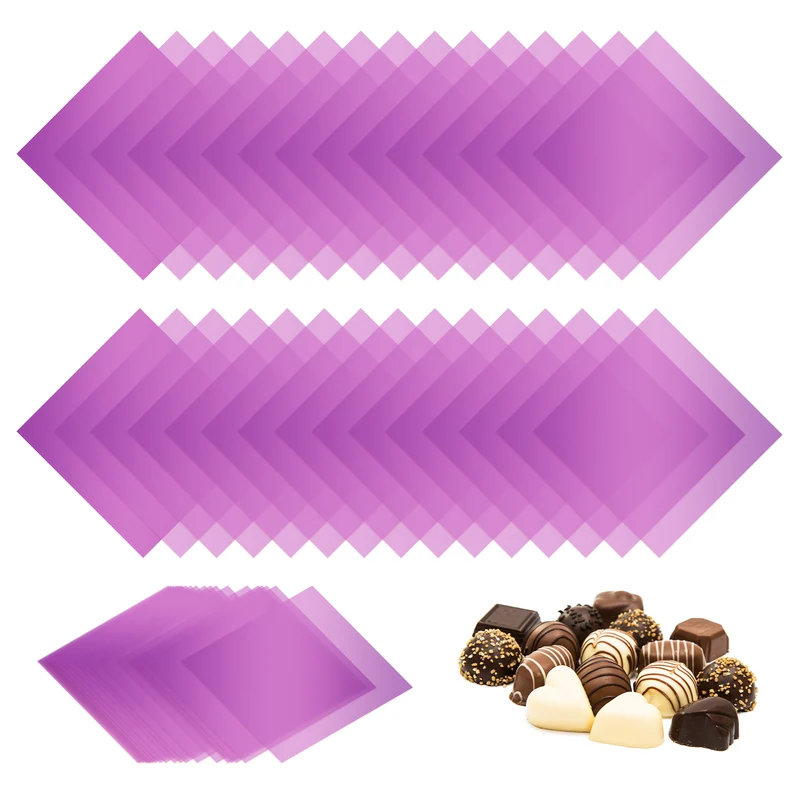 300Pcs Candy Wrappers 4 x 4 Inch Chocolate Wrap Paper for Lollipop Purple