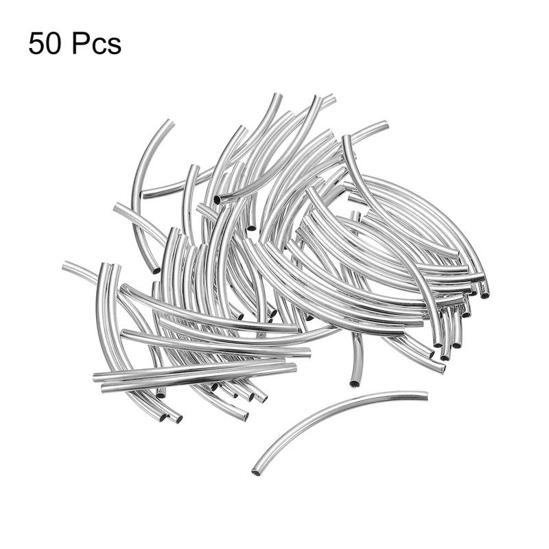 Uxcell Brass Curved Tube Beads, Glossy Noodles Spacer Bead for DIY Jewelry Making Craft Project