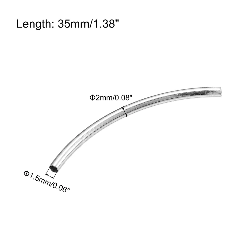 Uxcell Brass Curved Tube Beads, Glossy Noodles Spacer Bead for DIY Jewelry Making Craft Project