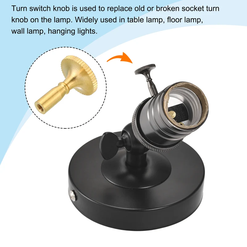 Lamp Turn Switch Knob On/Off Replacement Twist Knobs Extension Length for Lamp Socket Brass