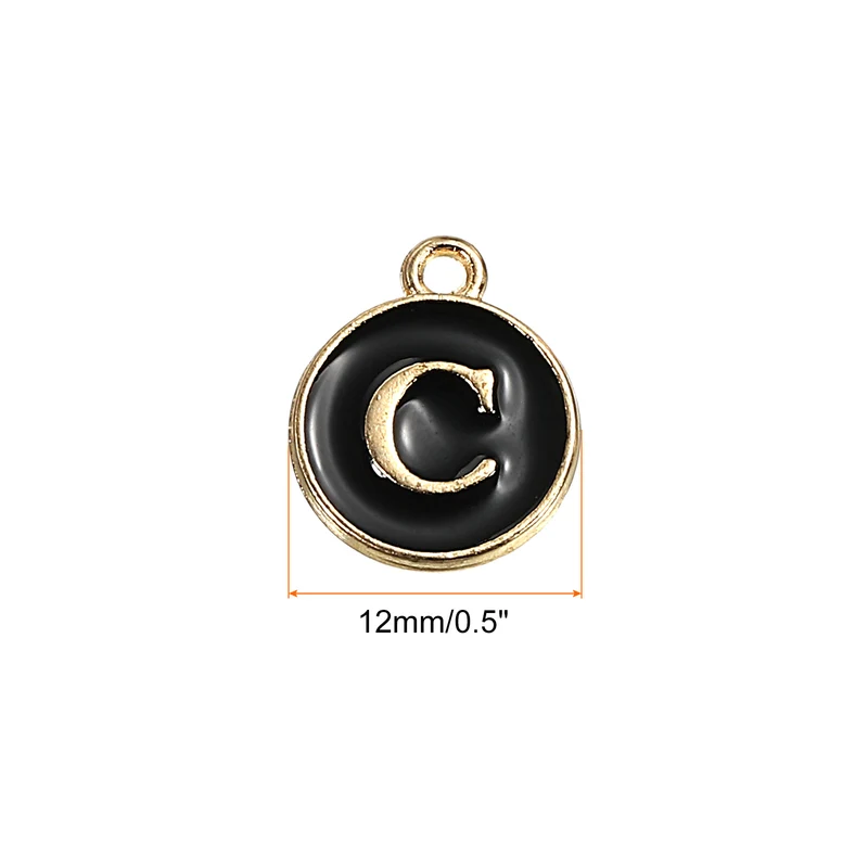 Alphabet Letter Charm Double Sided Enamel Initial Alphabet Pendant, for Necklace Bracelet Earring