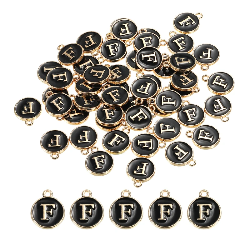 Alphabet Letter Charm Double Sided Enamel Initial Alphabet Pendant, for Necklace Bracelet Earring