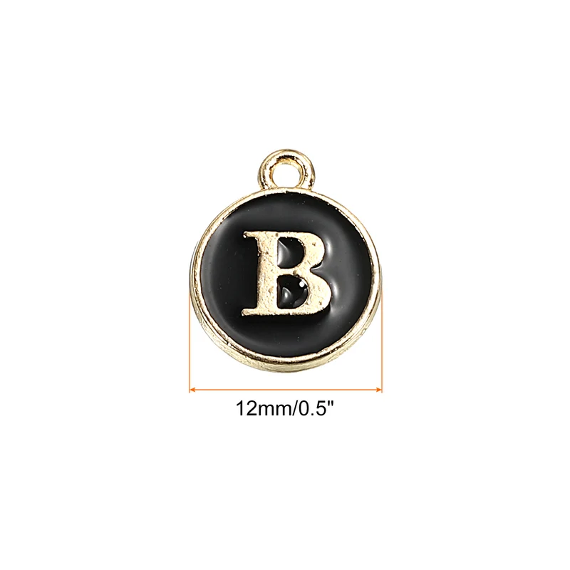 Alphabet Letter Charm Double Sided Enamel Initial Alphabet Pendant, for Necklace Bracelet Earring