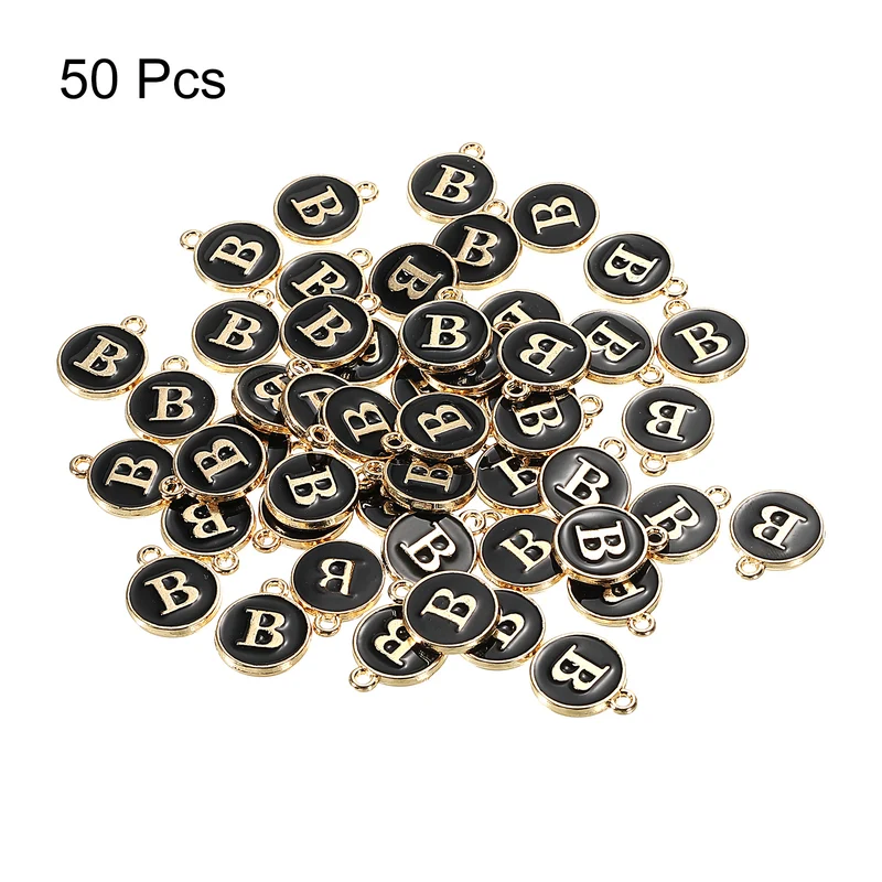 Alphabet Letter Charm Double Sided Enamel Initial Alphabet Pendant, for Necklace Bracelet Earring