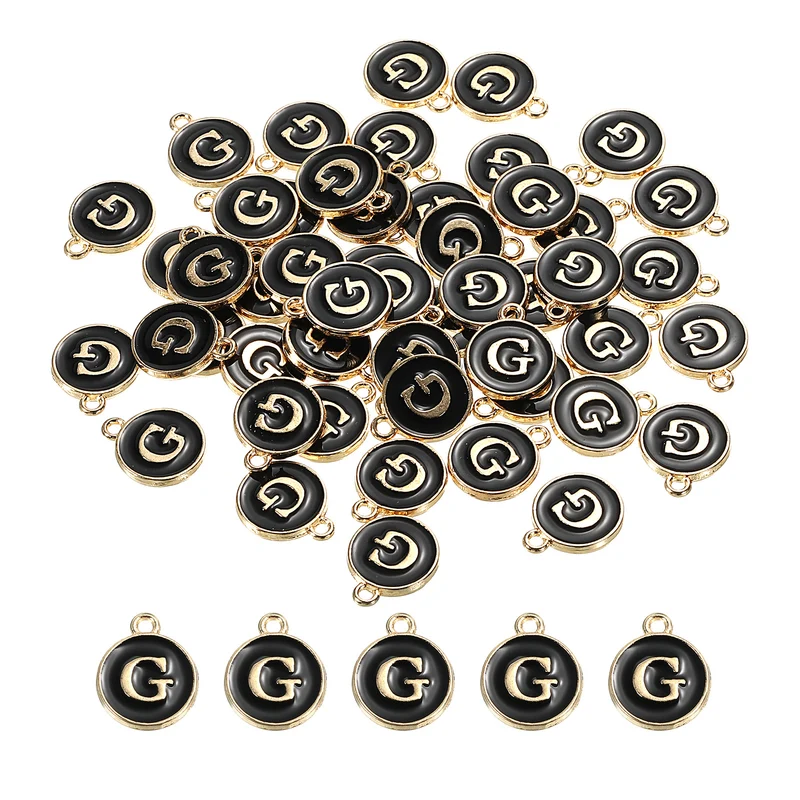 Alphabet Letter Charm Double Sided Enamel Initial Alphabet Pendant, for Necklace Bracelet Earring