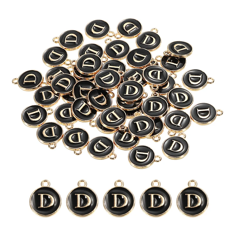 Alphabet Letter Charm Double Sided Enamel Initial Alphabet Pendant, for Necklace Bracelet Earring