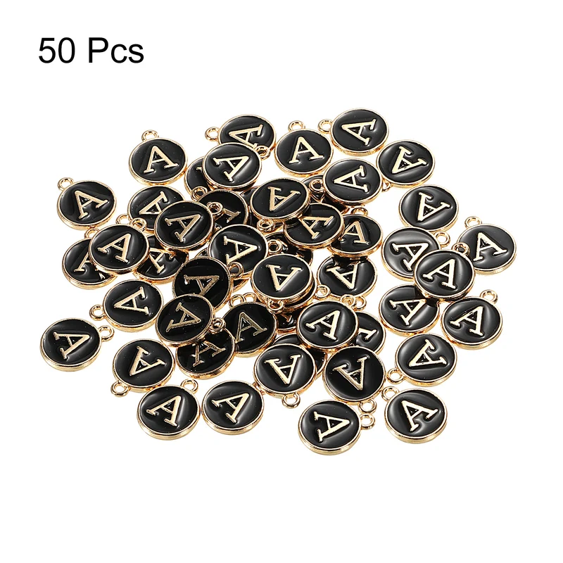 Alphabet Letter Charm Double Sided Enamel Initial Alphabet Pendant, for Necklace Bracelet Earring