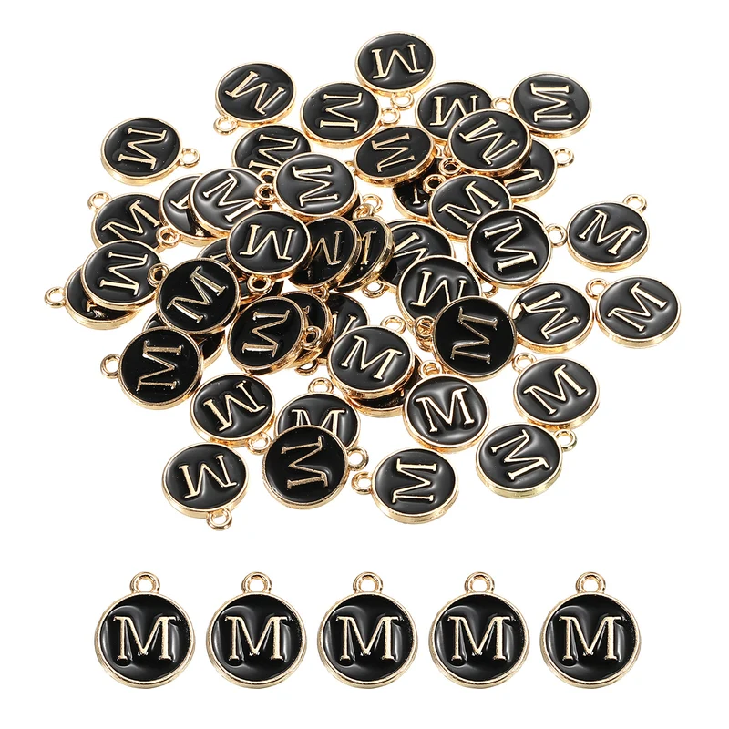 Alphabet Letter Charm Double Sided Enamel Initial Alphabet Pendant, for Necklace Bracelet Earring