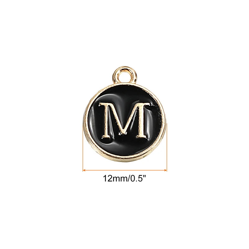 Alphabet Letter Charm Double Sided Enamel Initial Alphabet Pendant, for Necklace Bracelet Earring