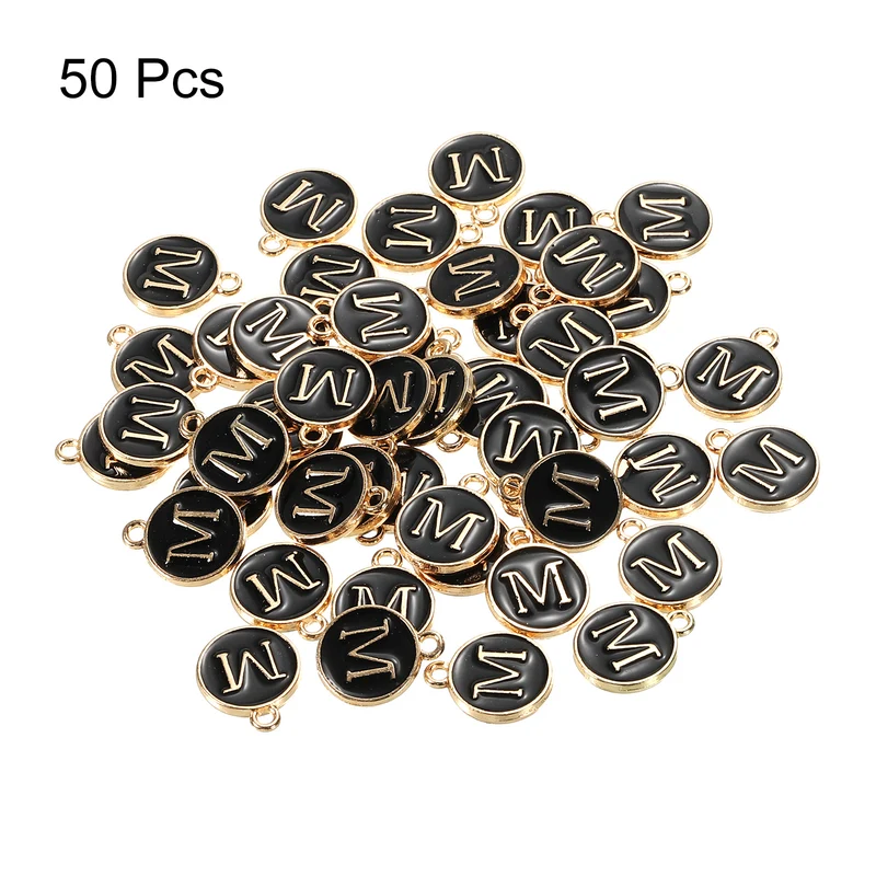 Alphabet Letter Charm Double Sided Enamel Initial Alphabet Pendant, for Necklace Bracelet Earring