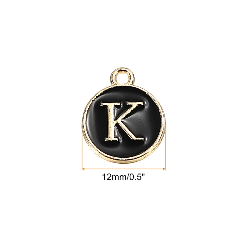 Alphabet Letter Charm Double Sided Enamel Initial Alphabet Pendant, for Necklace Bracelet Earring