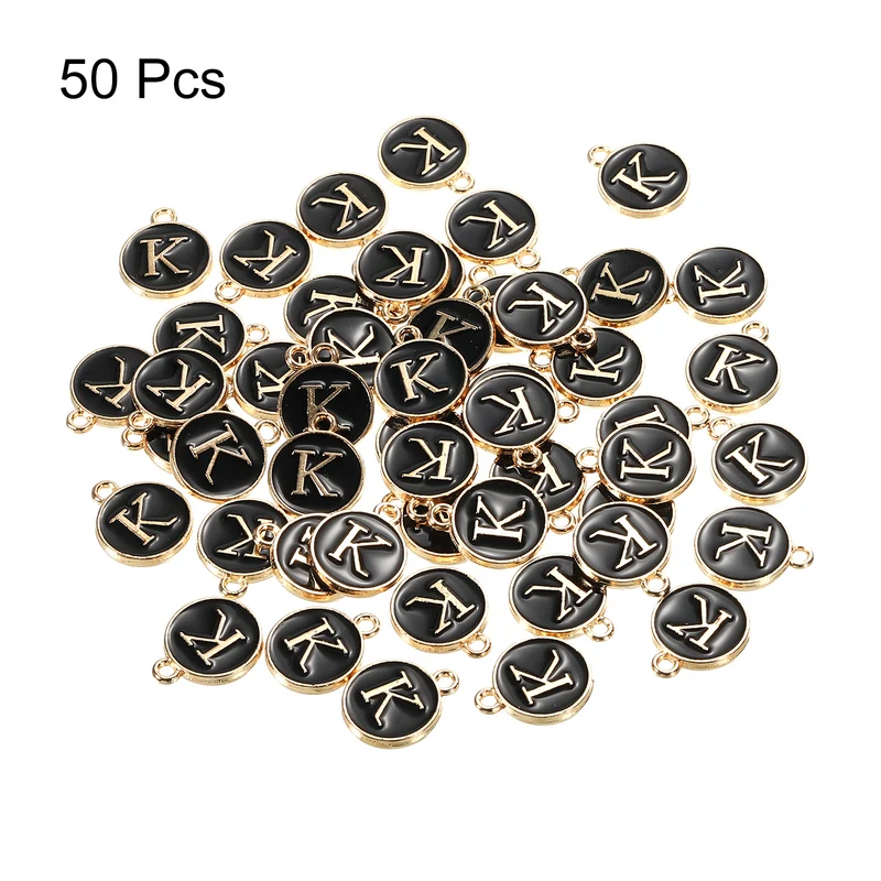 Alphabet Letter Charm Double Sided Enamel Initial Alphabet Pendant, for Necklace Bracelet Earring