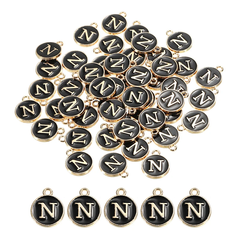 Alphabet Letter Charm Double Sided Enamel Initial Alphabet Pendant, for Necklace Bracelet Earring