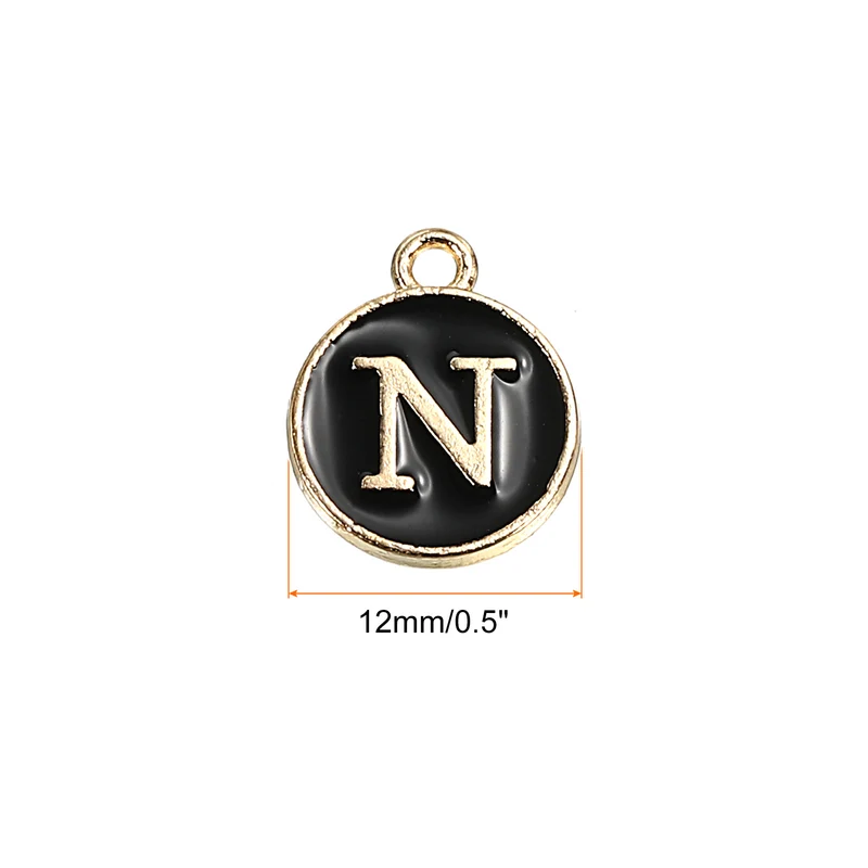 Alphabet Letter Charm Double Sided Enamel Initial Alphabet Pendant, for Necklace Bracelet Earring