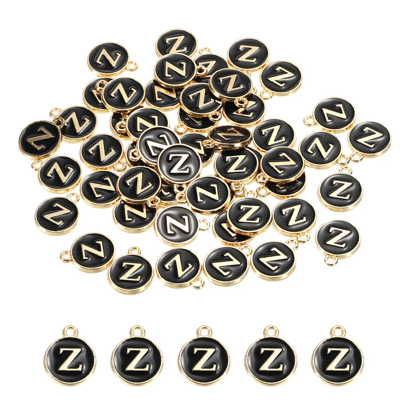 Alphabet Letter Charm Double Sided Enamel Initial Alphabet Pendant, for Necklace Bracelet Earring