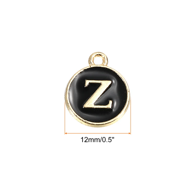 Alphabet Letter Charm Double Sided Enamel Initial Alphabet Pendant, for Necklace Bracelet Earring