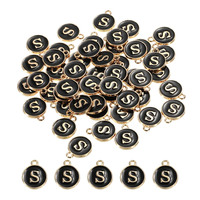Alphabet Letter Charm Double Sided Enamel Initial Alphabet Pendant, for Necklace Bracelet Earring