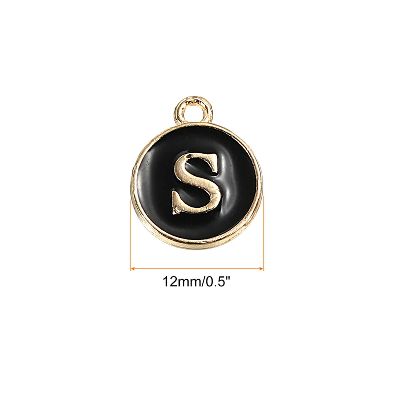 Alphabet Letter Charm Double Sided Enamel Initial Alphabet Pendant, for Necklace Bracelet Earring
