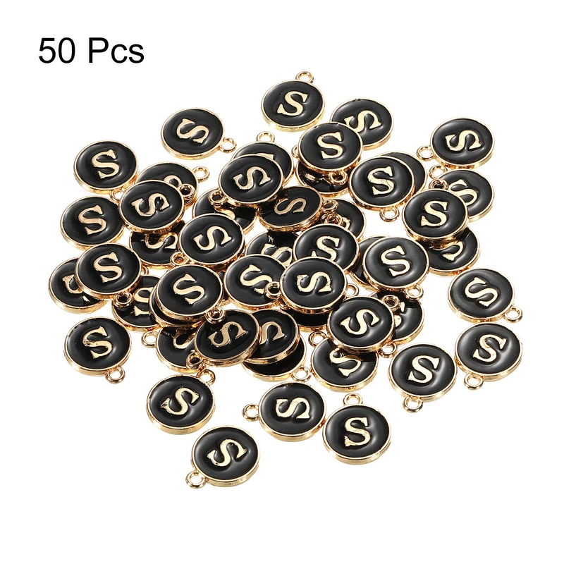 Alphabet Letter Charm Double Sided Enamel Initial Alphabet Pendant, for Necklace Bracelet Earring