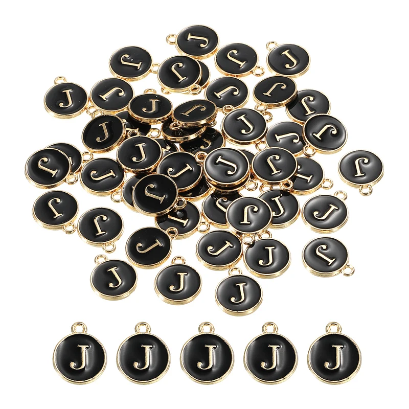 Alphabet Letter Charm Double Sided Enamel Initial Alphabet Pendant, for Necklace Bracelet Earring