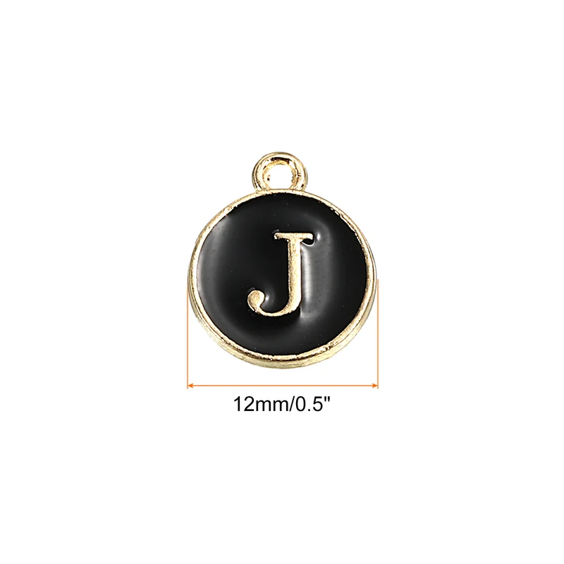 Alphabet Letter Charm Double Sided Enamel Initial Alphabet Pendant, for Necklace Bracelet Earring