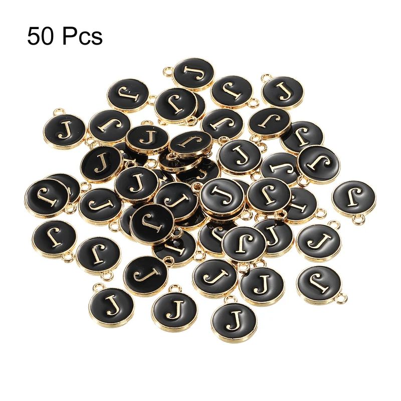 Alphabet Letter Charm Double Sided Enamel Initial Alphabet Pendant, for Necklace Bracelet Earring