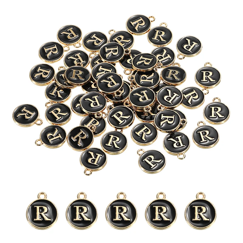Alphabet Letter Charm Double Sided Enamel Initial Alphabet Pendant, for Necklace Bracelet Earring