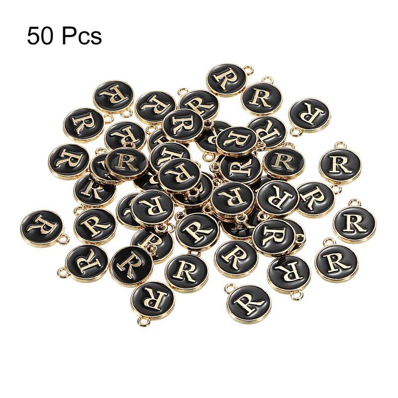 Alphabet Letter Charm Double Sided Enamel Initial Alphabet Pendant, for Necklace Bracelet Earring