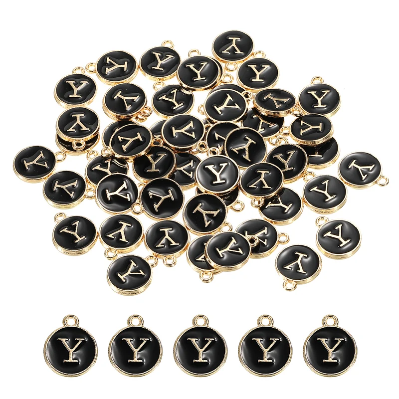 Alphabet Letter Charm Double Sided Enamel Initial Alphabet Pendant, for Necklace Bracelet Earring