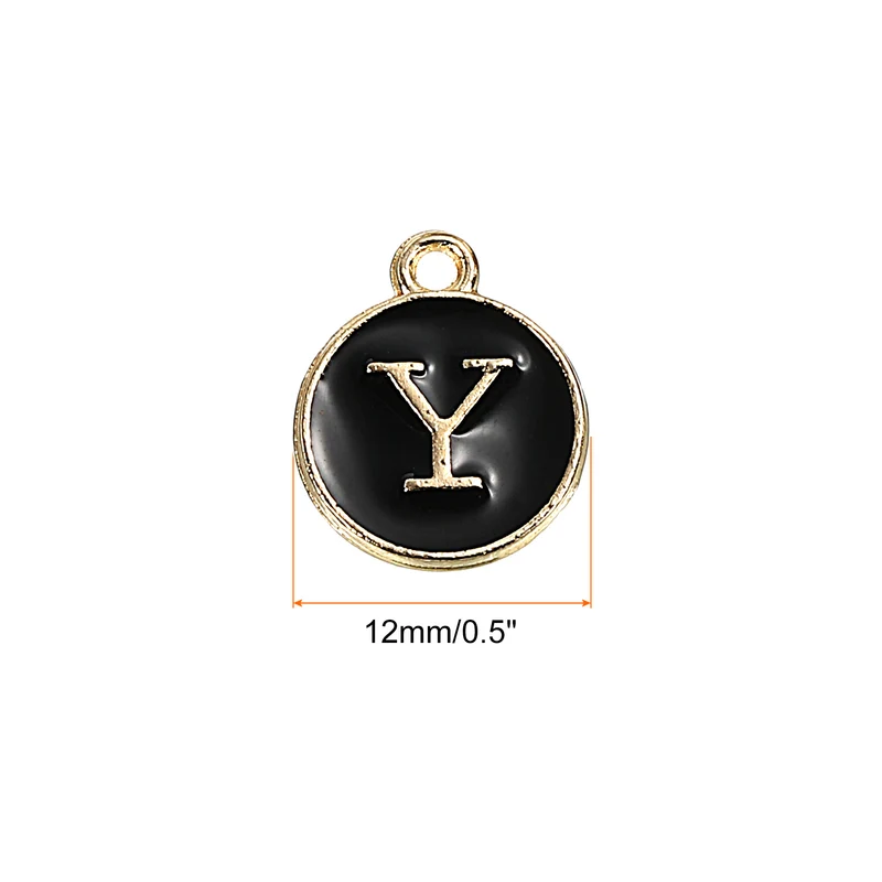 Alphabet Letter Charm Double Sided Enamel Initial Alphabet Pendant, for Necklace Bracelet Earring