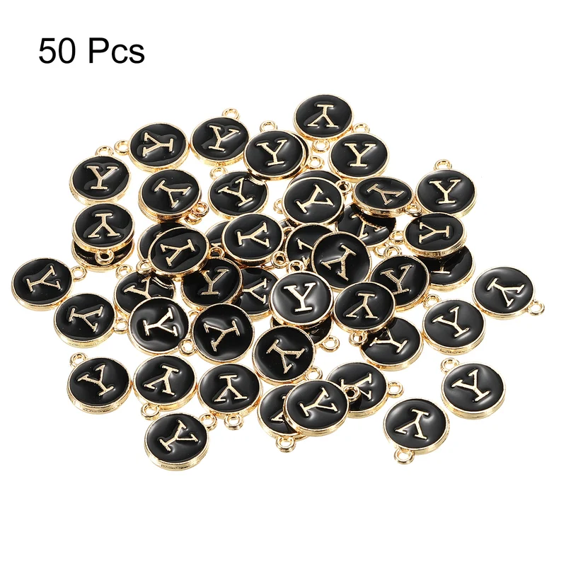 Alphabet Letter Charm Double Sided Enamel Initial Alphabet Pendant, for Necklace Bracelet Earring